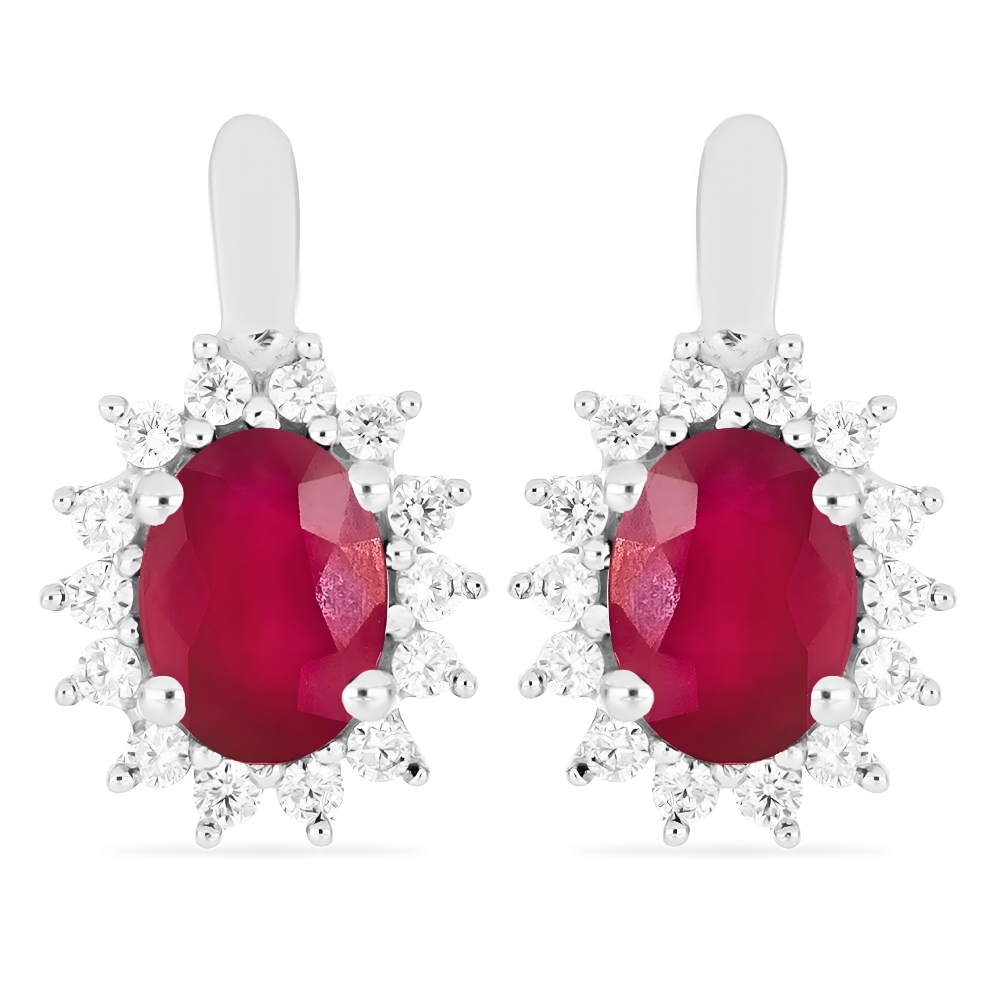 BUY 925 SILVER RUBY GLASS FILLED GEMSTONE HALO EARRING
